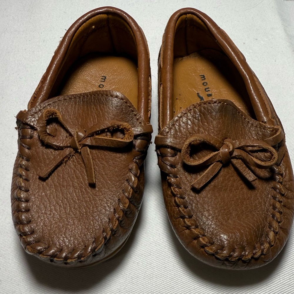 Moustache Kids Leather Moccasin Loafers size 4.5